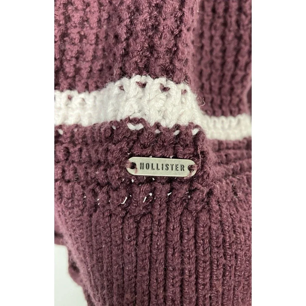 Hollister Women Purple & White Striped Knit Sweater Size Medium